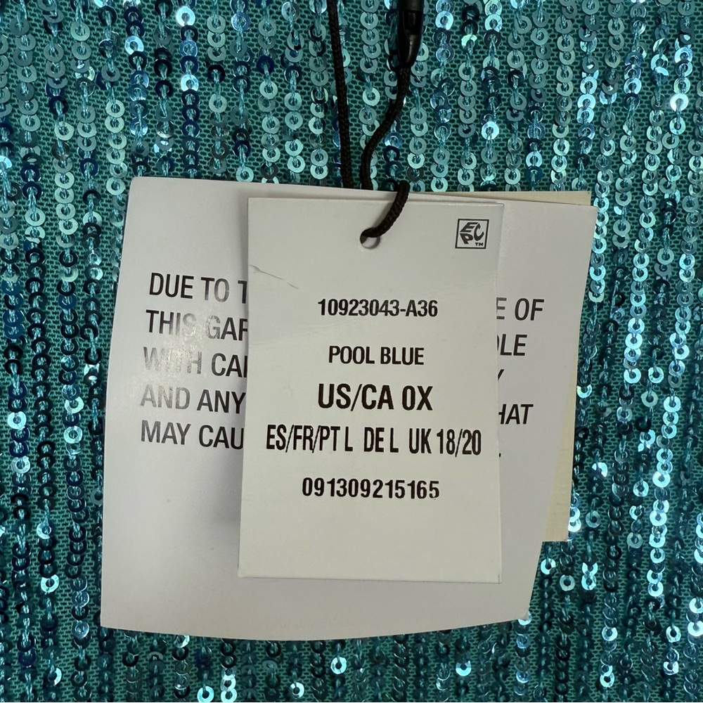 Anne Klein NWT Women’s Teal/Blue Green Short Sleeve Fully Sequined Top Size OX - Picture 10 of 15